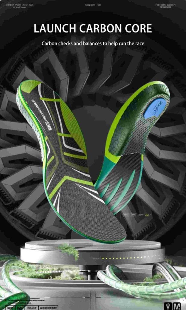 Race specific insoles for marathon full palm real carbon fibre board increasing speed rebound athletic sports running in (3)