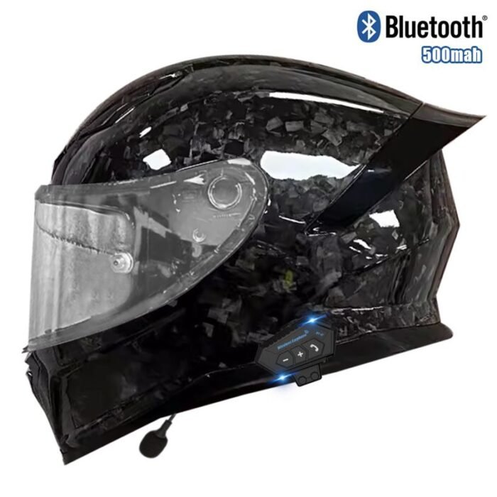 12K Carbon Fiber Full Face Helmet DOT Approved-Carbon Fiber Hard Hat with Bluetooth — изображение 3