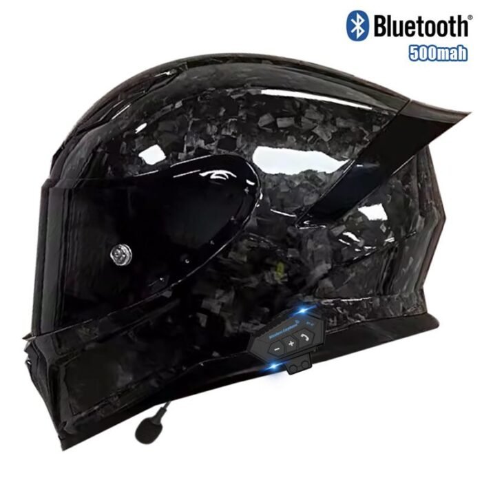 12K Carbon Fiber Full Face Helmet DOT Approved-Carbon Fiber Hard Hat with Bluetooth — изображение 5