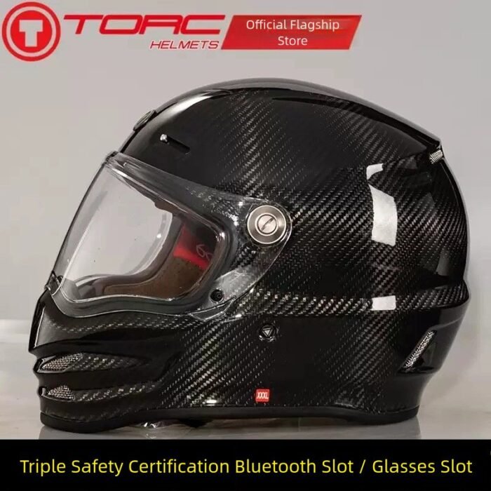 Carbon Fiber Helmet Full Face – Retro Motorcycle Safety Helmet – Image 2