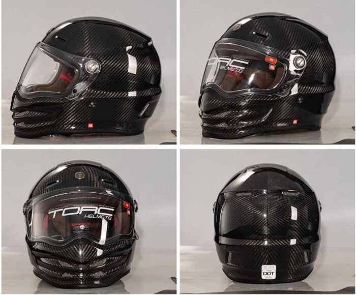 Carbon Fiber Helmet Full Face – Retro Motorcycle Safety Helmet – Image 3
