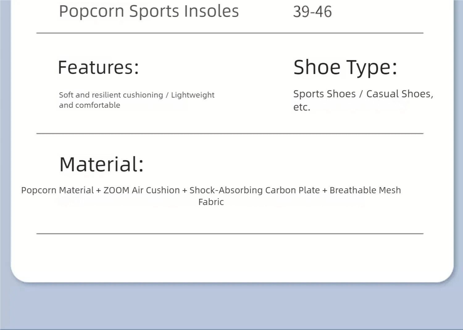 High-Performance Carbon Fiber Insoles with Zoom Cushion