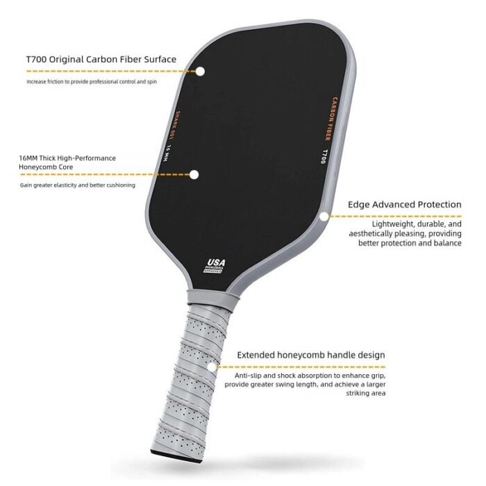 T700 3K Carbon Fiber Pickleball Racket – USA Pickleball Approved Professional Pickleball Paddle Set