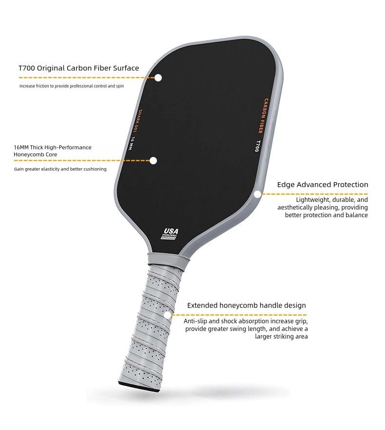 T700 3K Carbon Fiber Pickleball Racket – USA Pickleball Approved Professional Pickleball Paddle Set