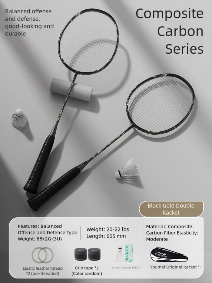 Premium Carbon Fiber Badminton Racket – Lightweight, Durable & Professional Badminton Racket Set for Singles and Doubles Players