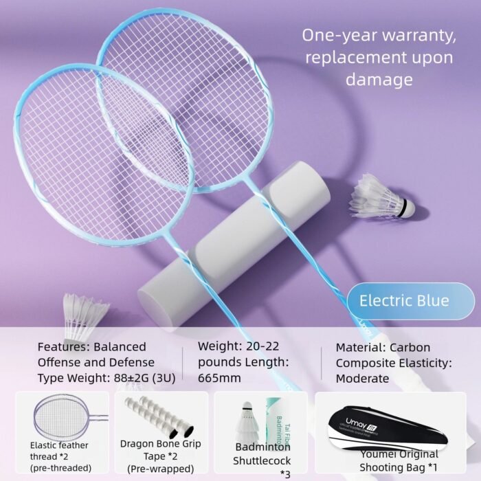 Premium Carbon Fiber Badminton Racket – Lightweight, Durable & Professional Badminton Racket Set for Singles and Doubles Players
