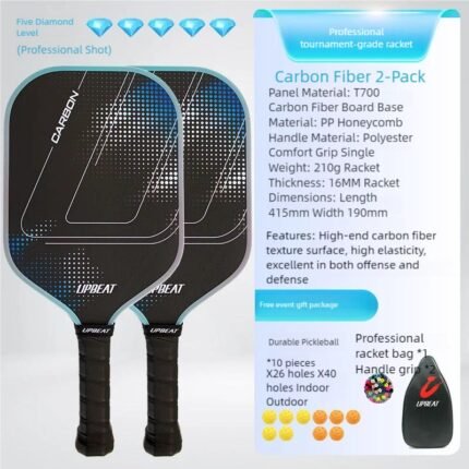 UPBEAT T700 Carbon Fiber Pickleball Racket – Lightweight Professional Pickleball Paddle for Adults, High Durability & Precision Control