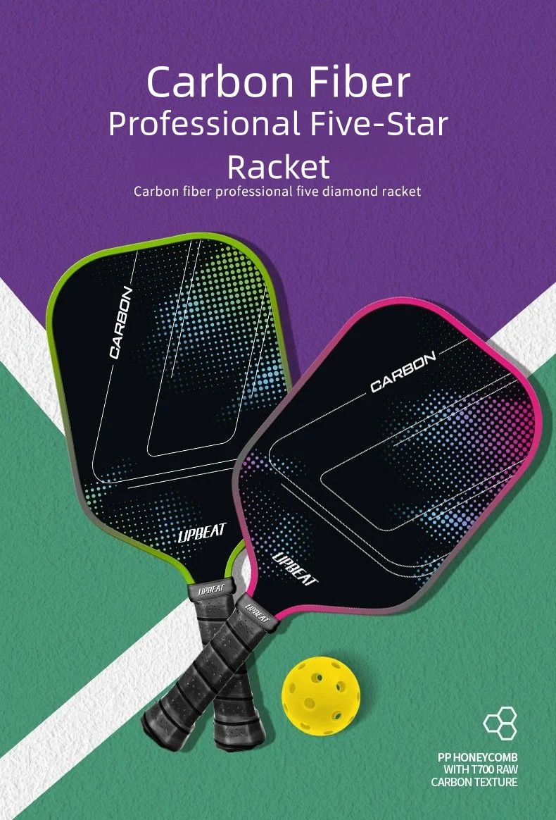 UPBEAT T700 Carbon Fiber Pickleball Racket – Lightweight Professional Pickleball Paddle for Adults, High Durability & Precision Control